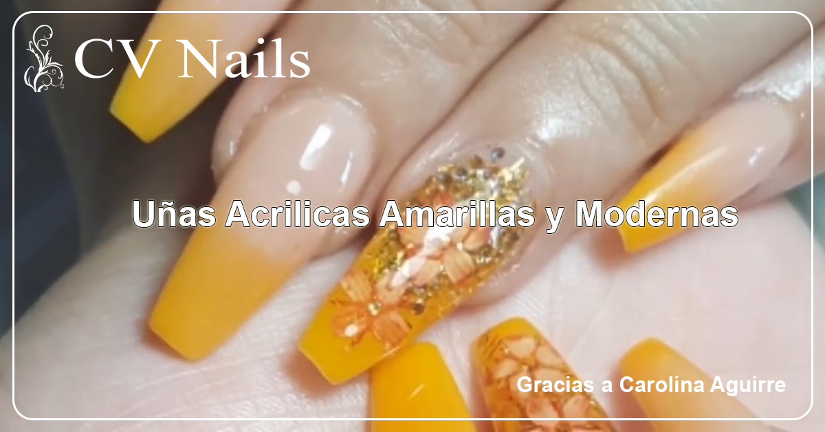 Uñas Acrilicas Amarillas y Modernas - CV Nails Supply